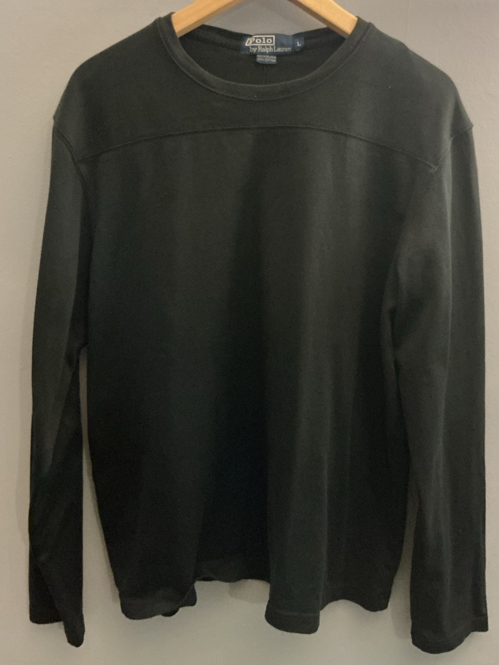 Polo Ralph Lauren Black Heavy Cotton Long Sleeve Shirt Size Large